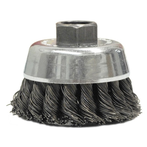 Weiler 2-3/4" Single Row Knot Wire Cup Brush .014" Steel Fill 5/8"-11 UNC Nut 13718